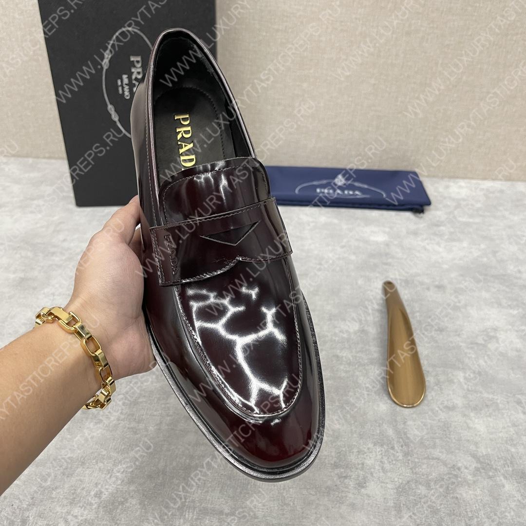Pra*a brushed leather loafers burgundy 2db161