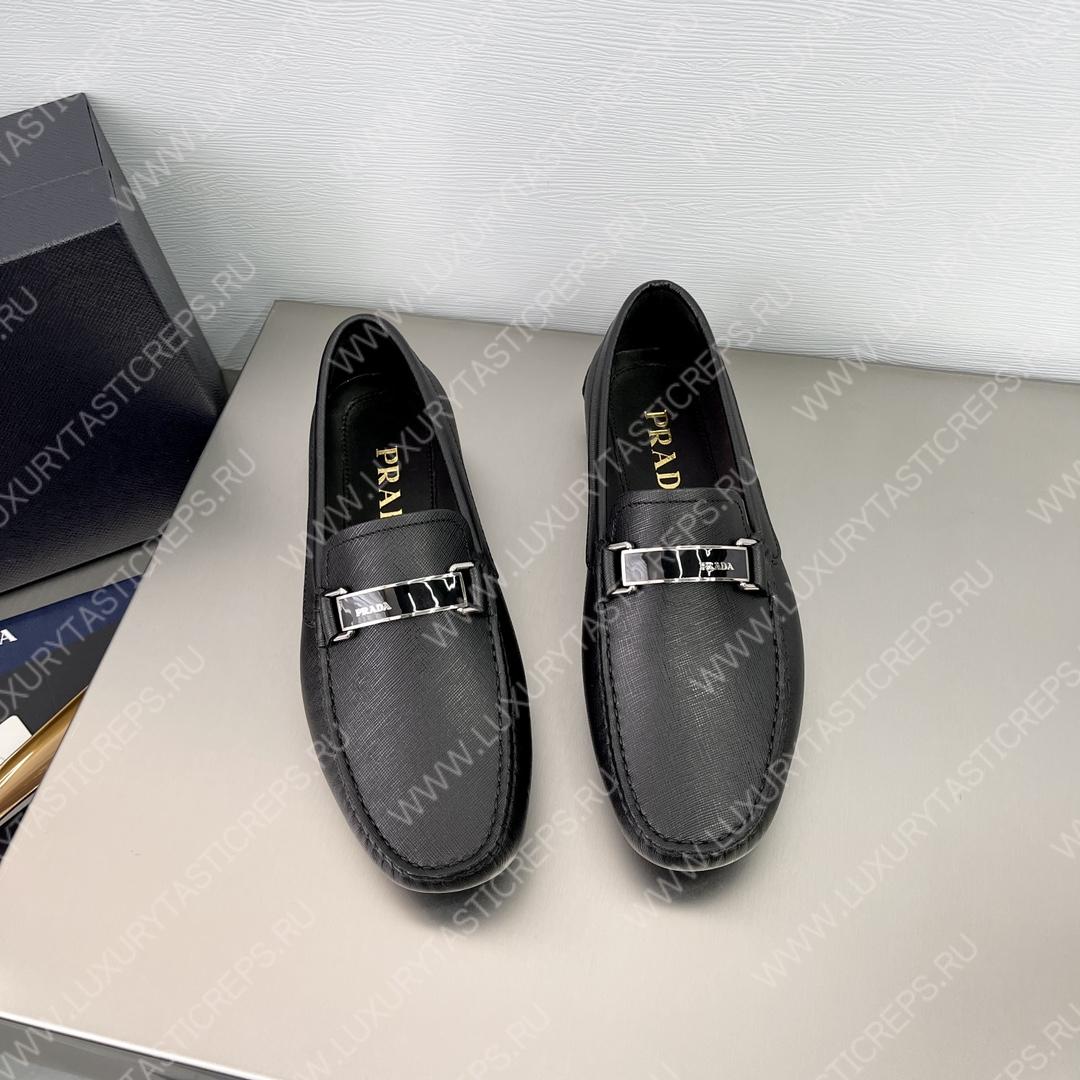 Pra*a saffiano loafers black 2db183