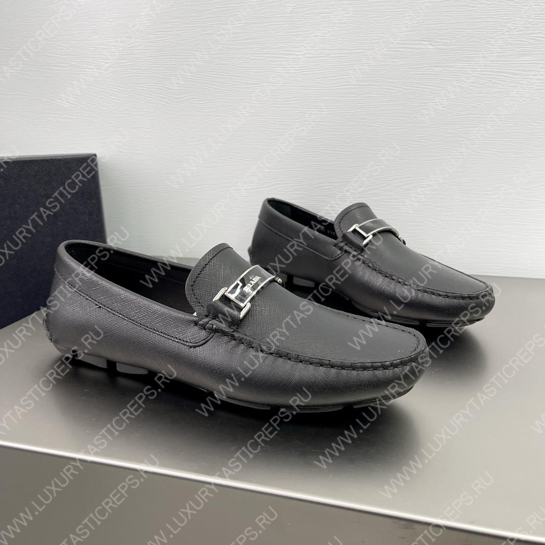 Pra*a saffiano loafers black 2db183