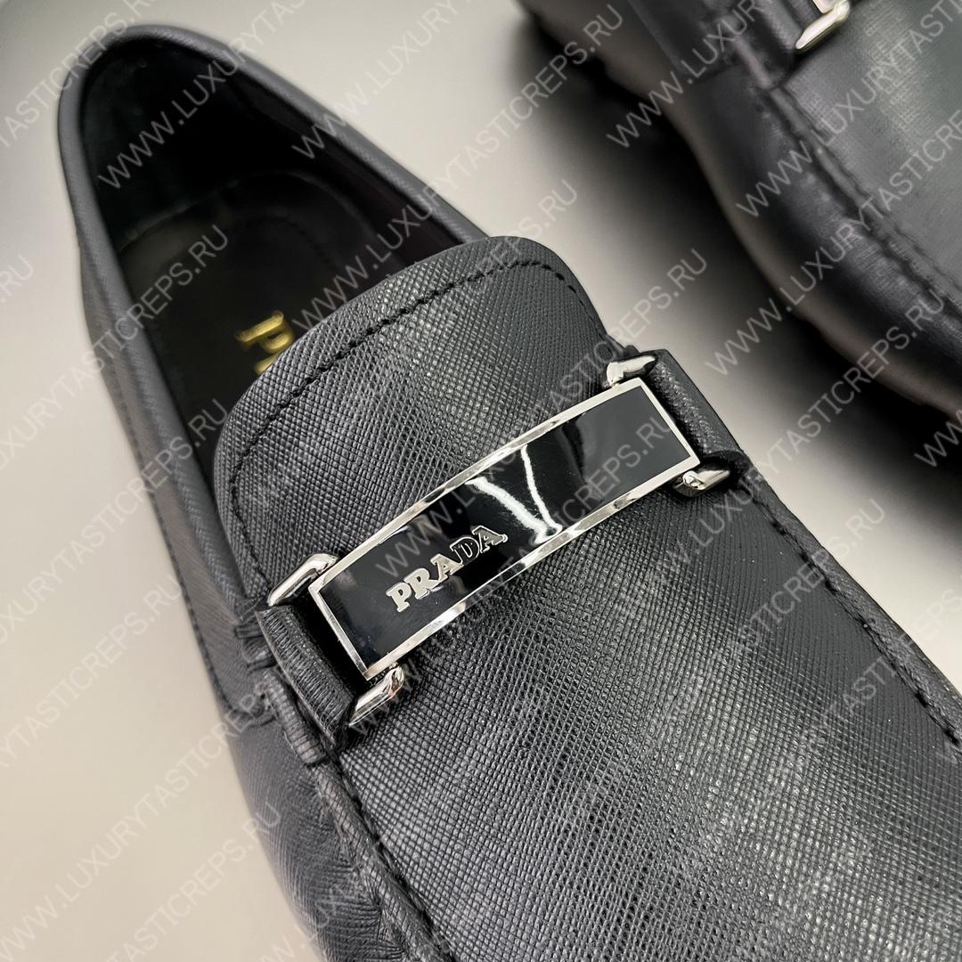 Pra*a saffiano loafers black 2db183