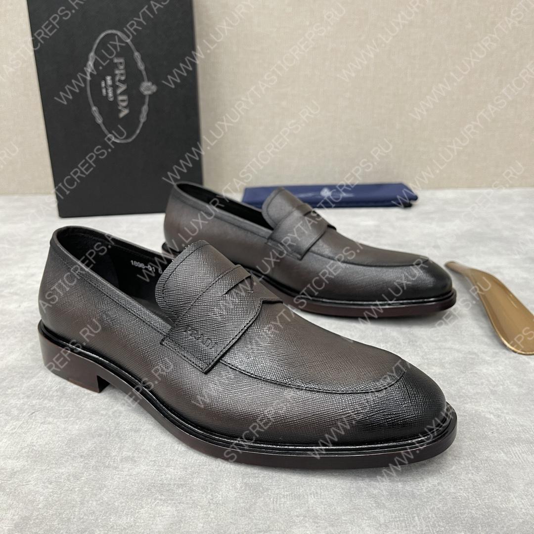 Pra*a saffiano loafers dark brown 2dc213