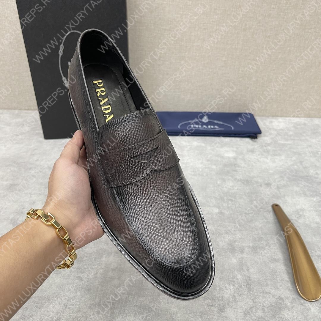 Pra*a saffiano loafers dark brown 2dc213