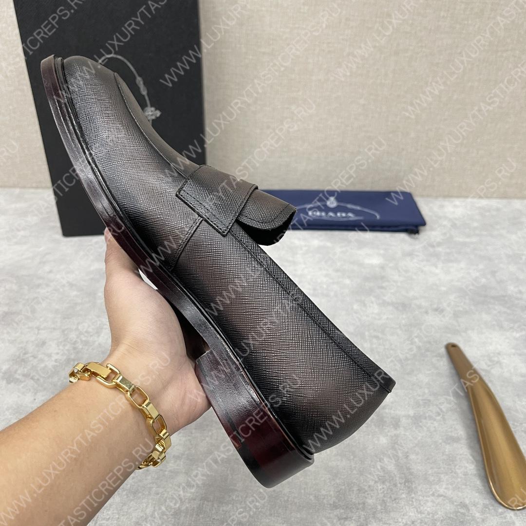 Pra*a saffiano loafers dark brown 2dc213
