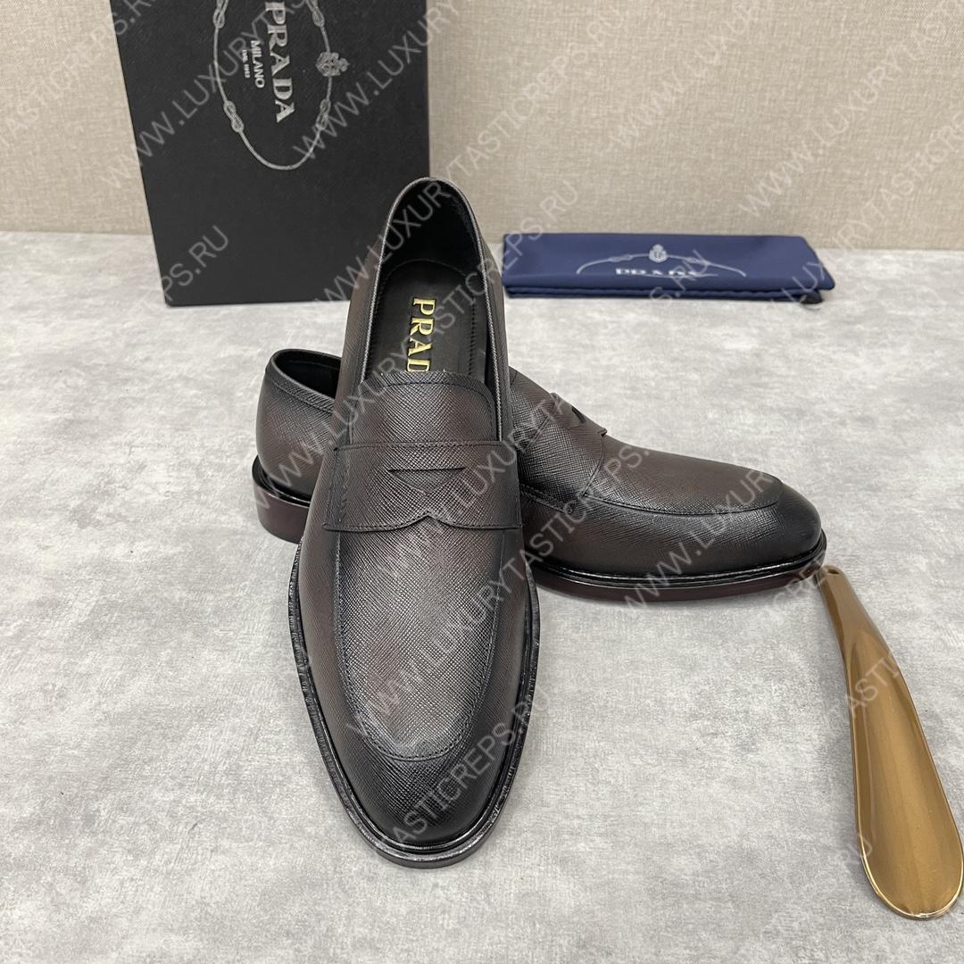 Pra*a saffiano loafers dark brown 2dc213