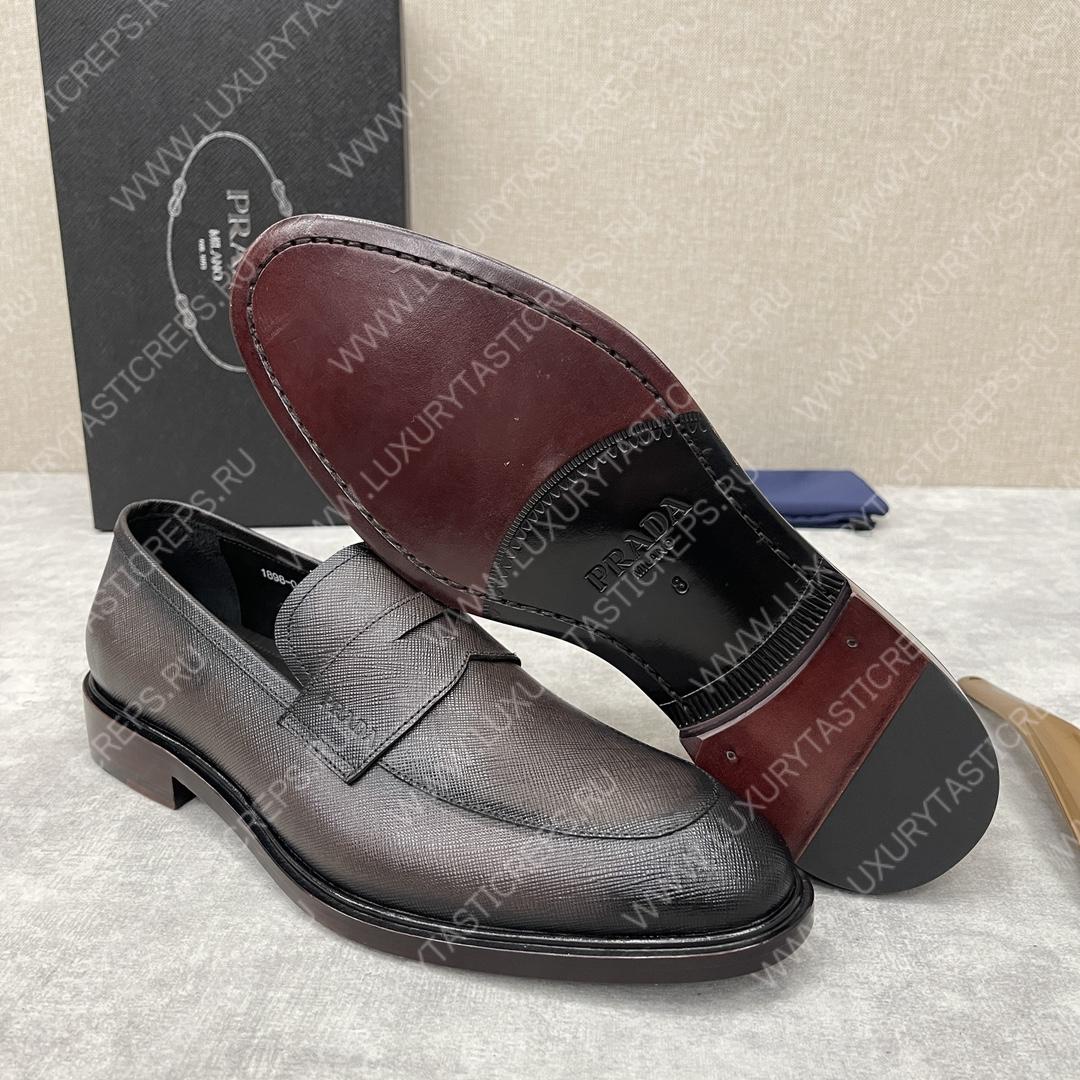 Pra*a saffiano loafers dark brown 2dc213
