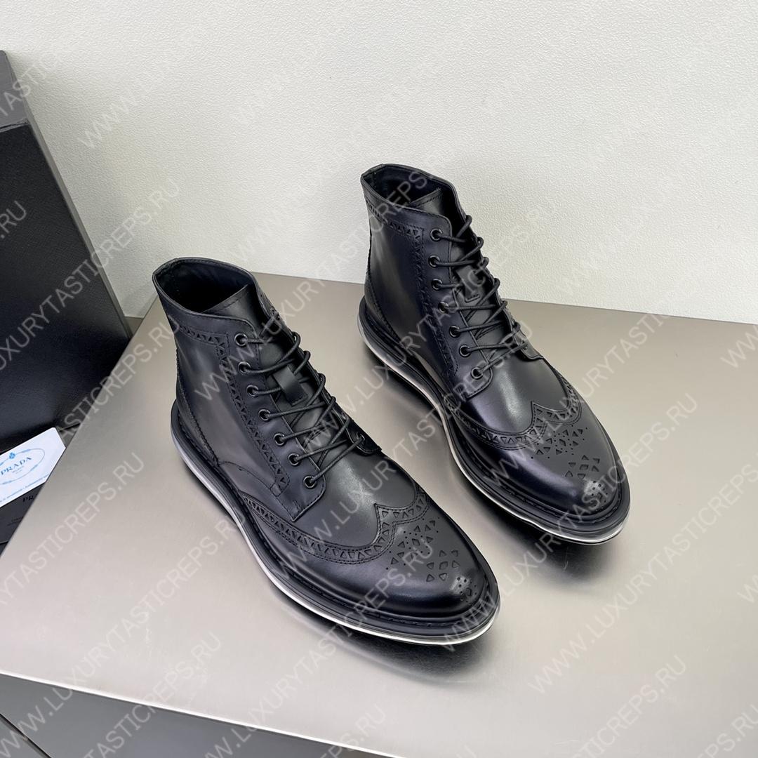 Pra*a brogue derby ankle boots black 2te127