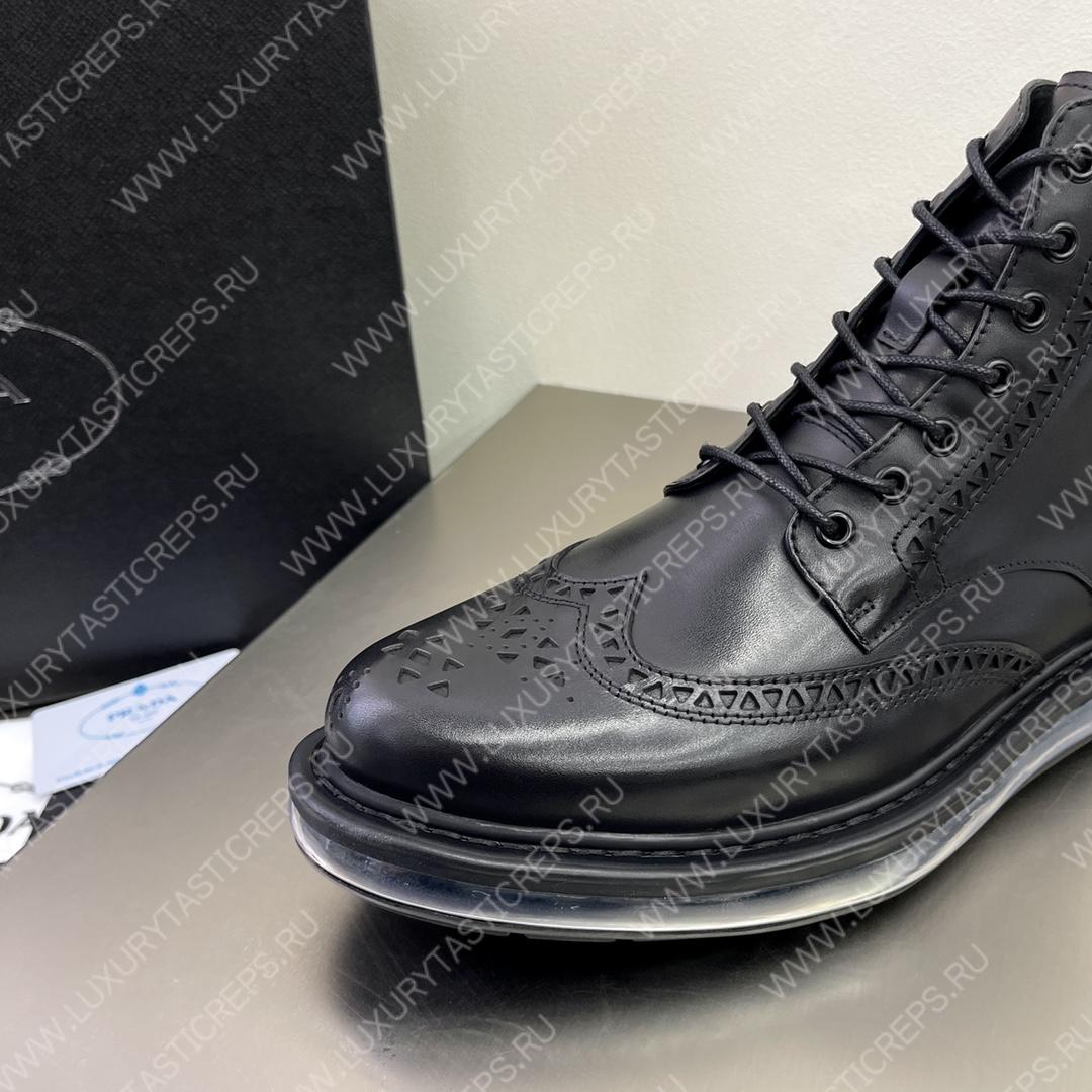 Pra*a brogue derby ankle boots black 2te127