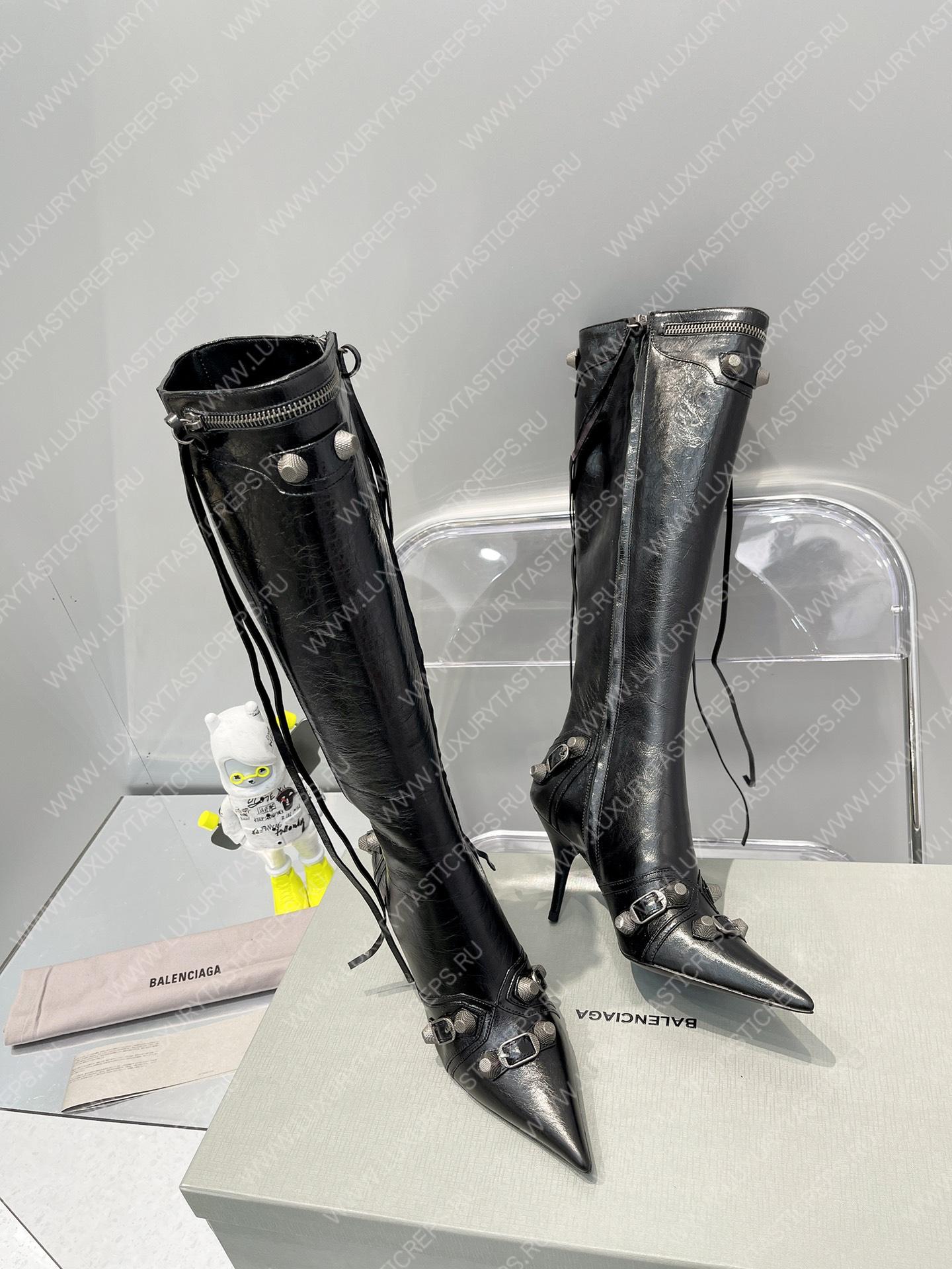 BALNECIAGA WOMEN’S CAGOLE 90MM BOOT OPTIC BLACK 694395WA