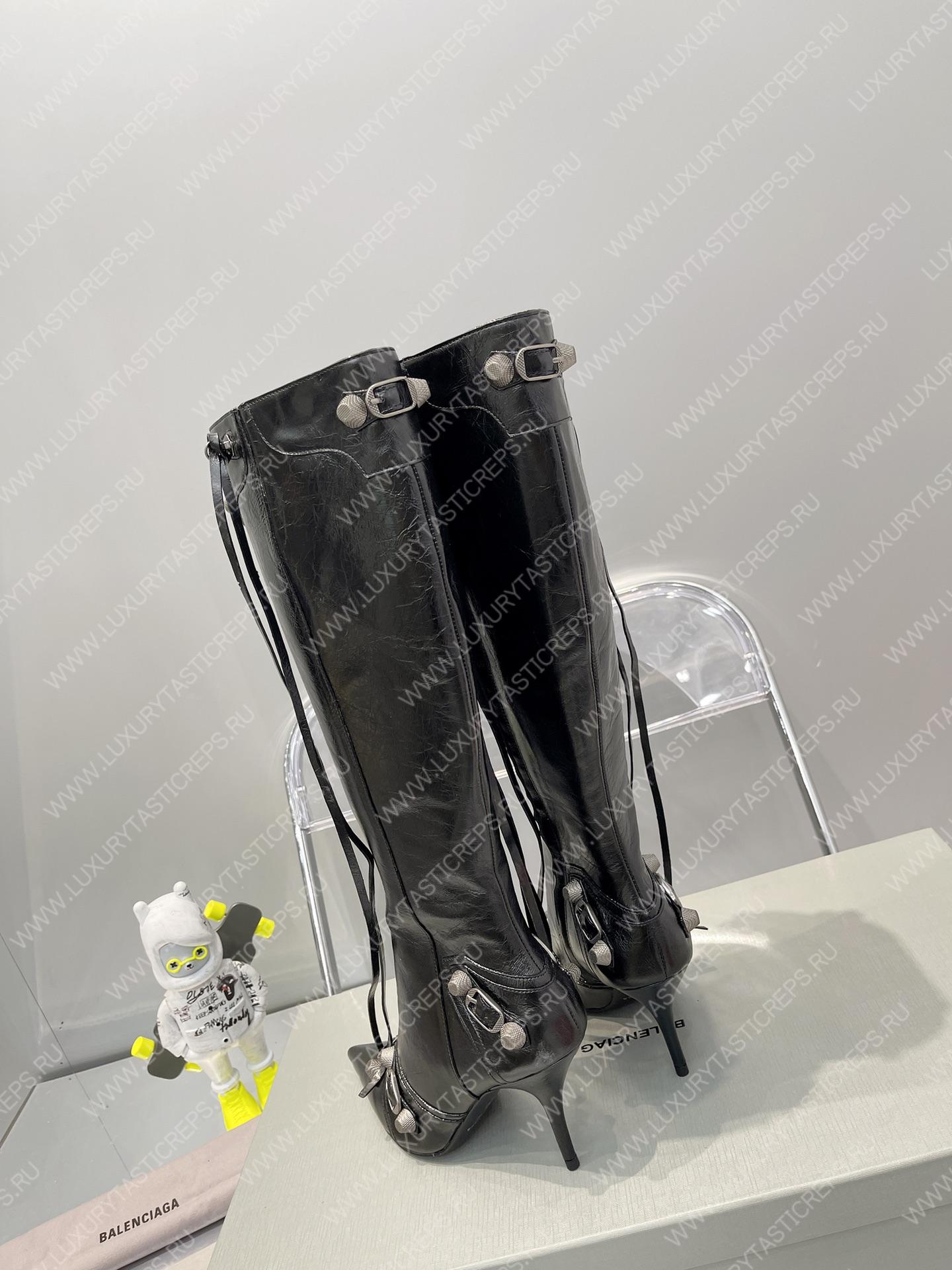 BALNECIAGA WOMEN’S CAGOLE 90MM BOOT OPTIC BLACK 694395WA