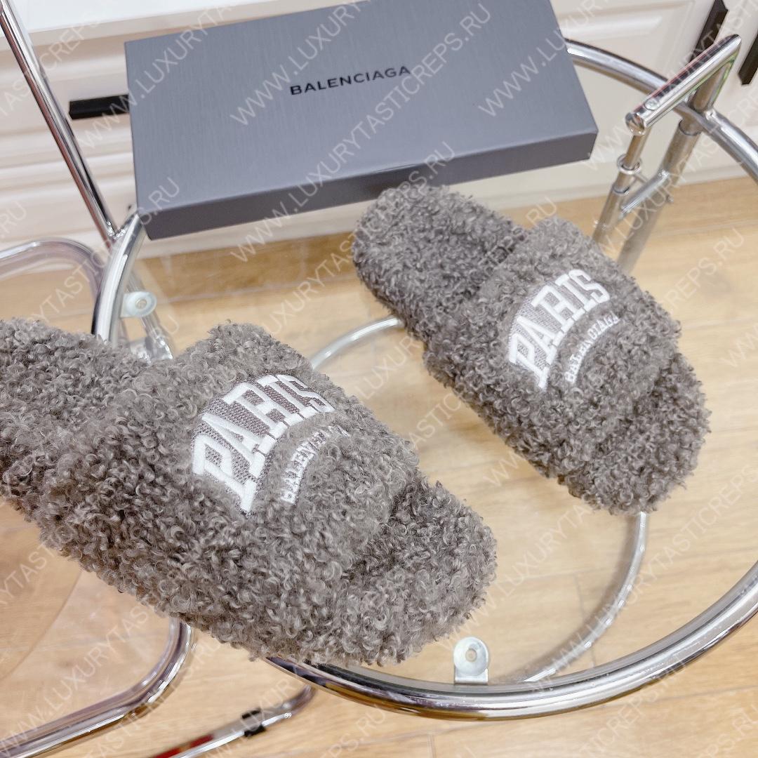 Ba*len*cia*ga furry slide light grey 654261w2b411090