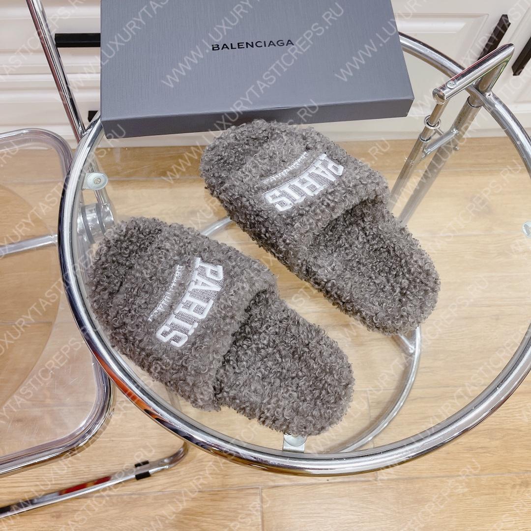 Ba*len*cia*ga furry slide light grey 654261w2b411090