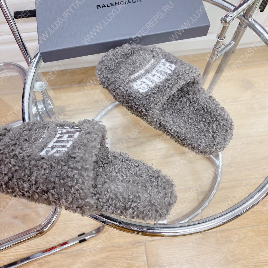 Ba*len*cia*ga furry slide light grey 654261w2b411090