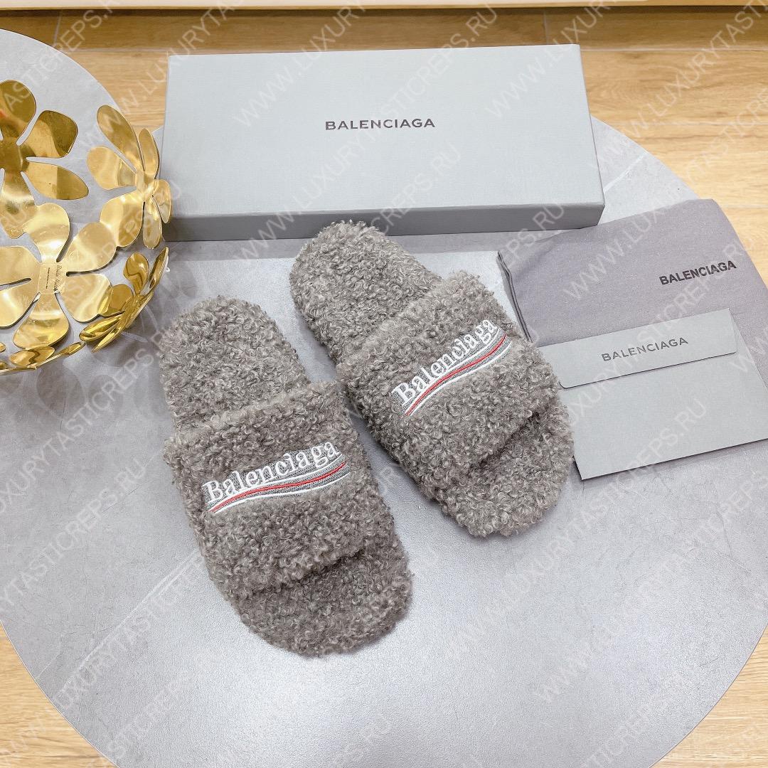 Ba*len*cia*ga furry slide light grey 654261w2b411090