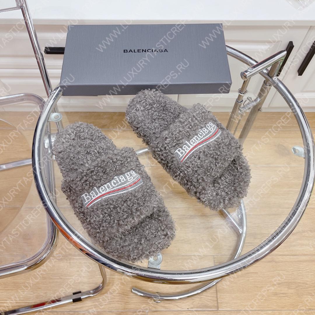 Ba*len*cia*ga furry slide light grey 654261w2b411090