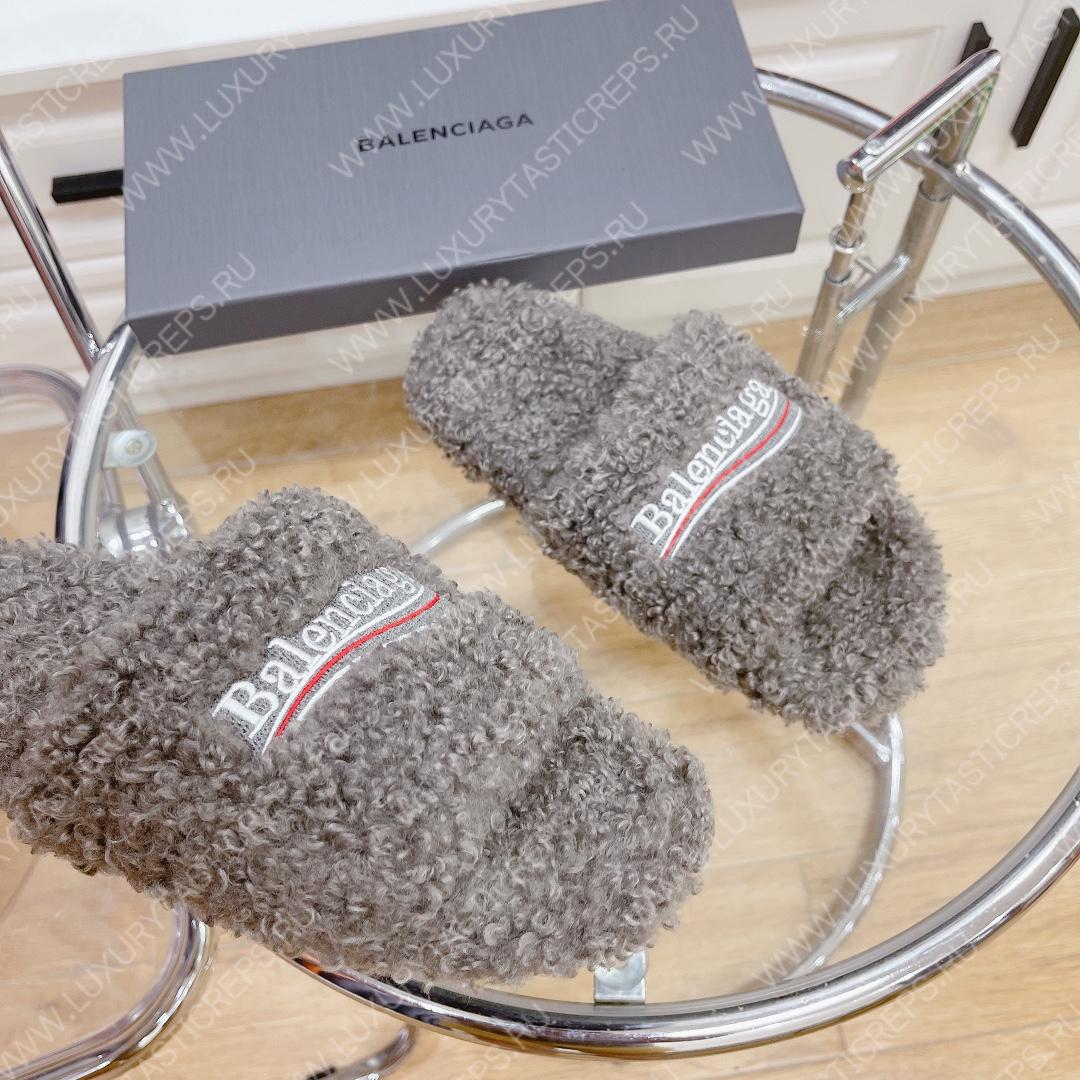 Ba*len*cia*ga furry slide light grey 654261w2b411090