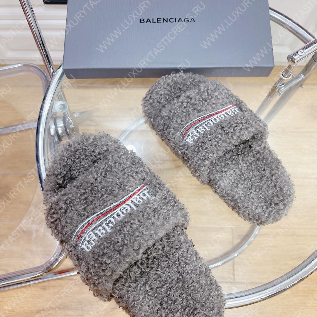 Ba*len*cia*ga furry slide light grey 654261w2b411090
