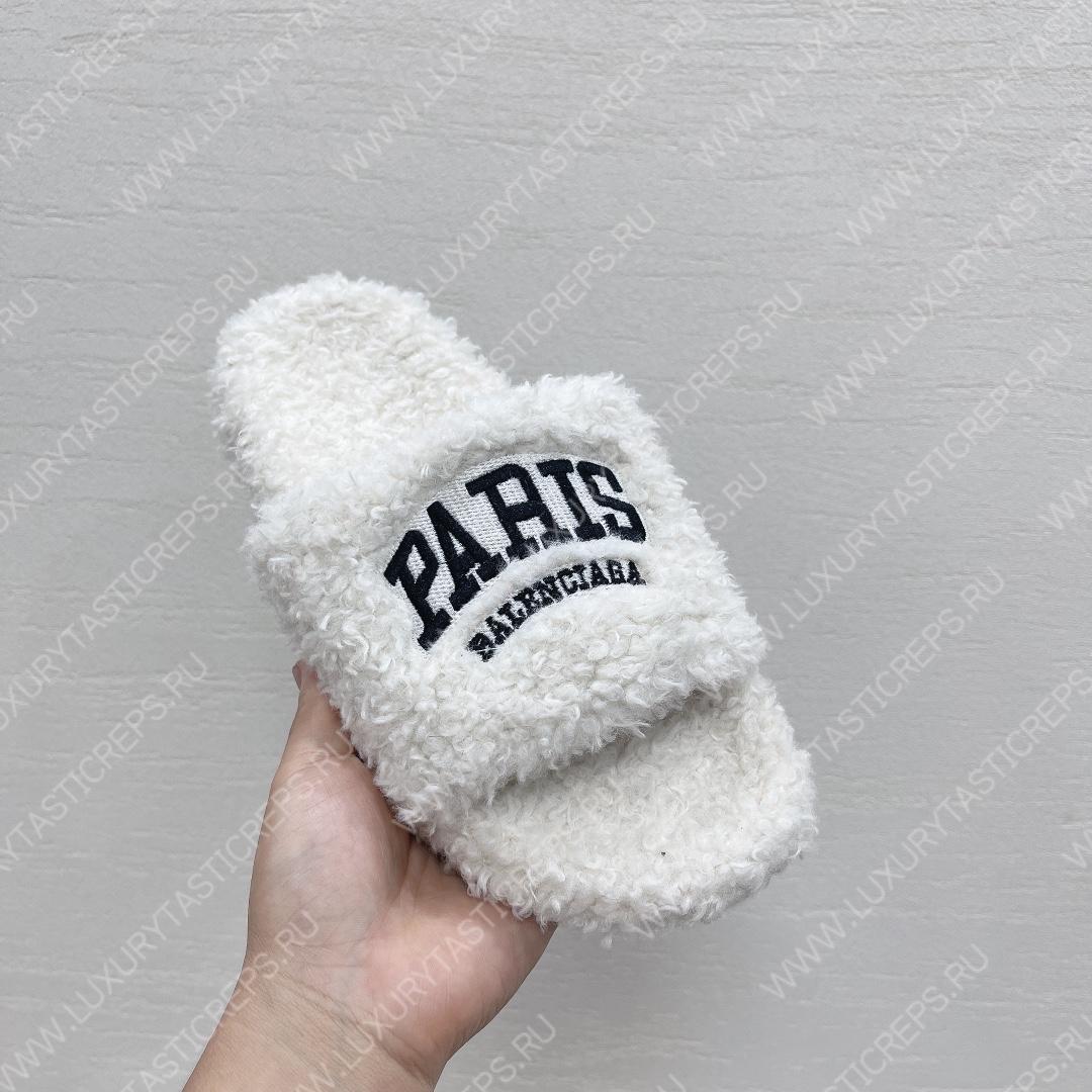 Ba*len*cia*ga furry slide white 654261w2b411090