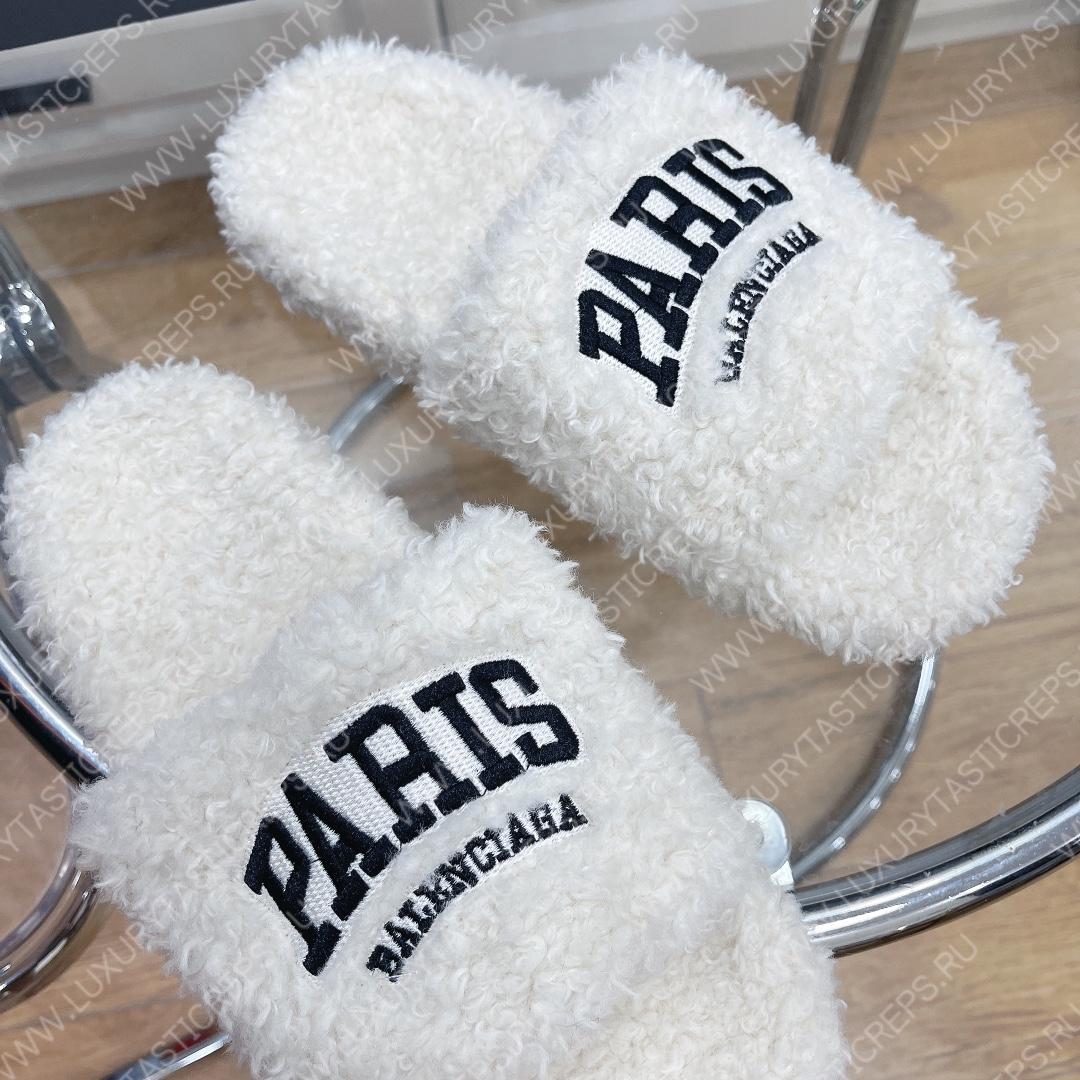 Ba*len*cia*ga furry slide white 654261w2b411090
