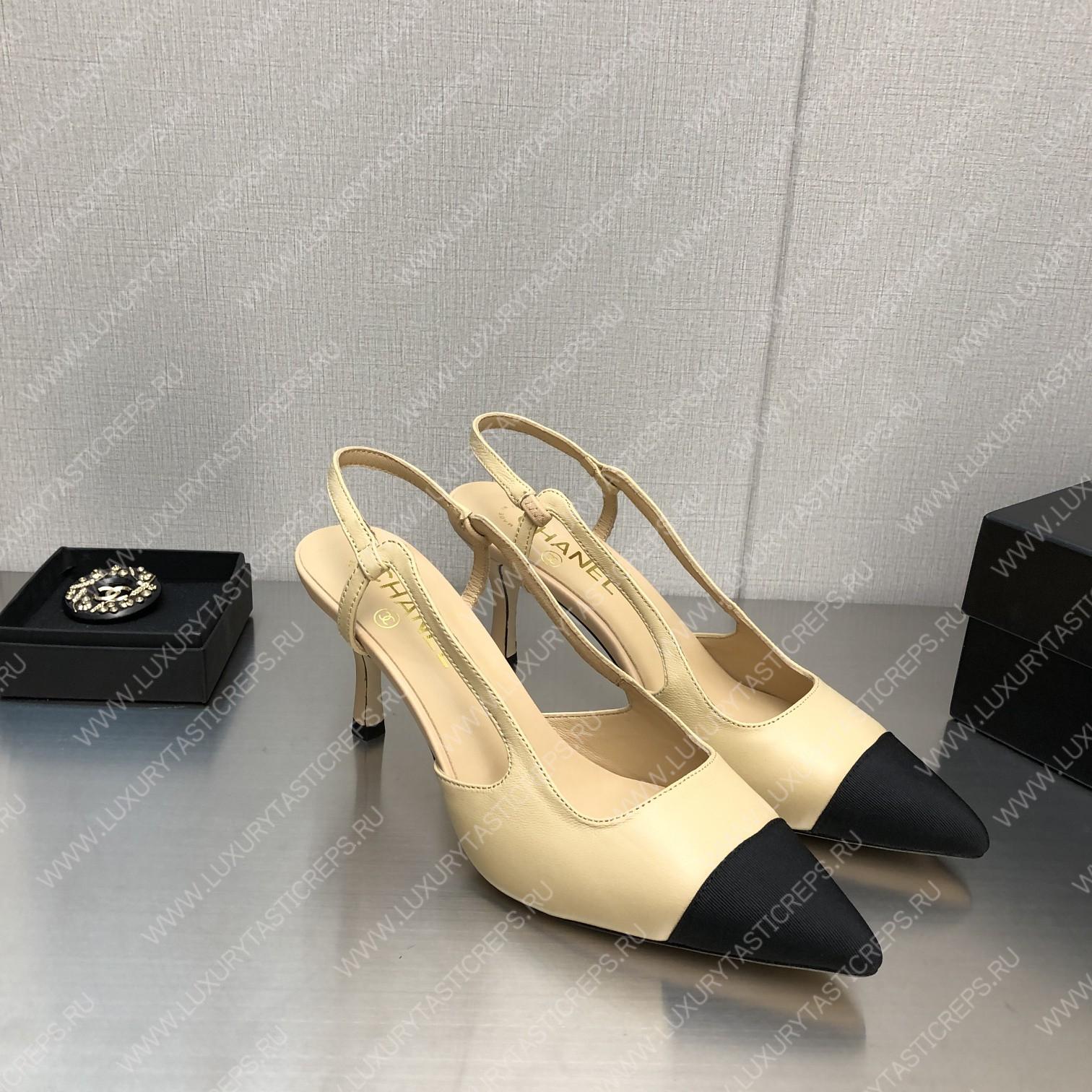 Ch*el slingbacks beige & black g31318