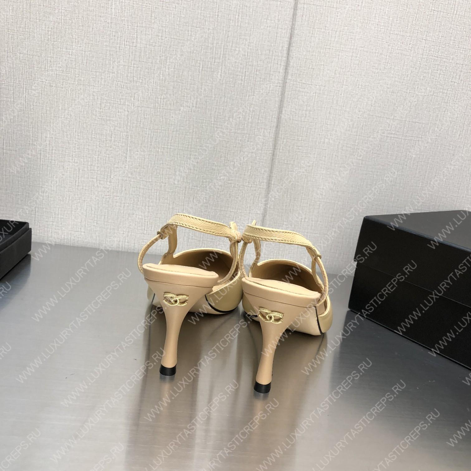Ch*el slingbacks beige & black g31318