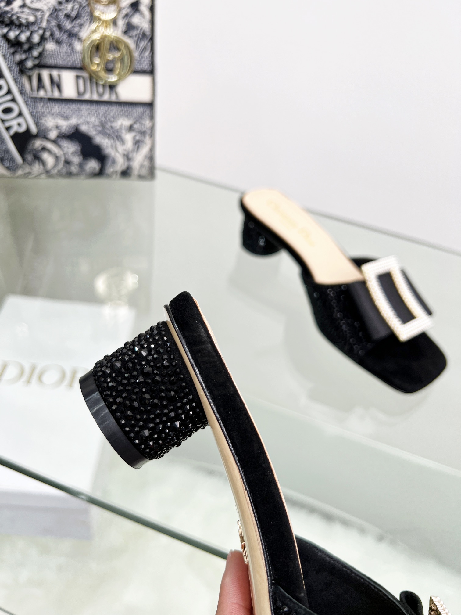 D*or idylle heeled slide black kcq768cst