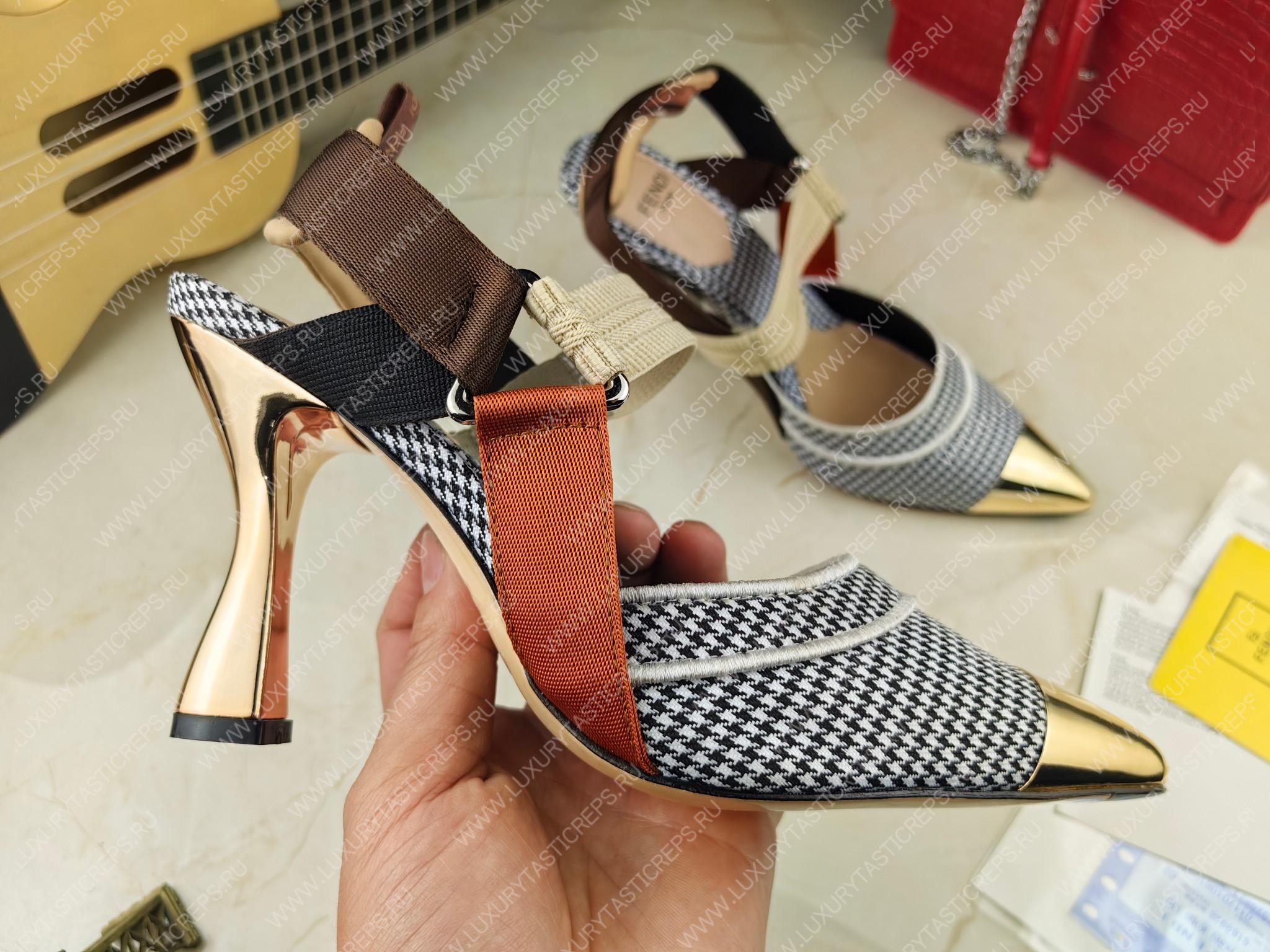 F**di colibri slingback pumps black and white 8j8411an