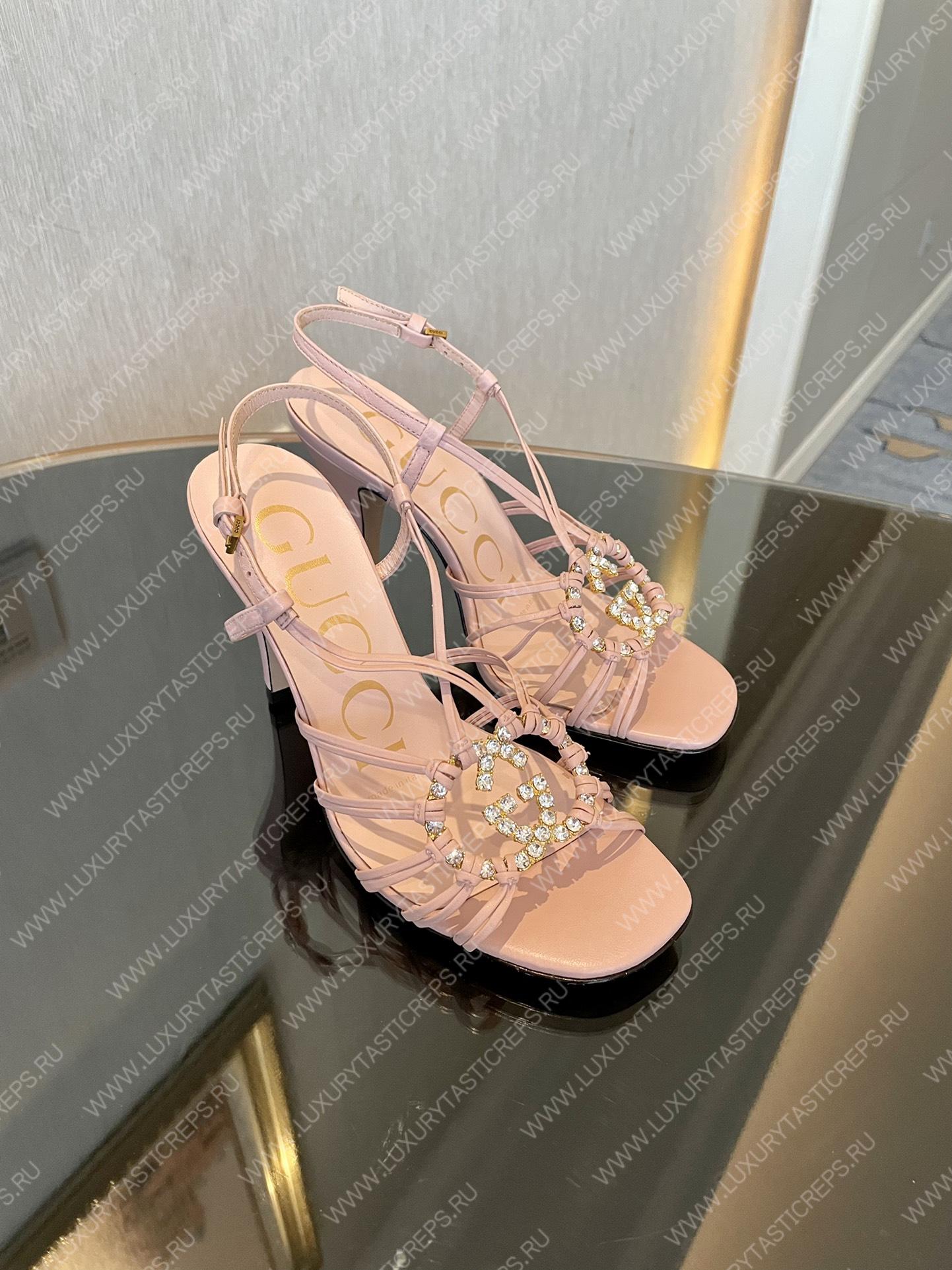 G*u*i womens’s sandal with interlocking g pink 694863