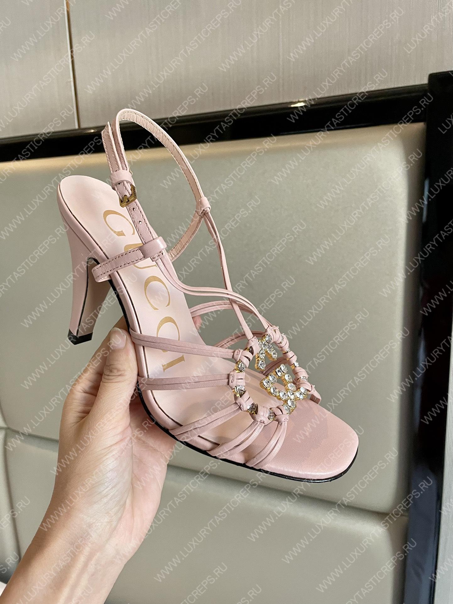 G*u*i womens’s sandal with interlocking g pink 694863