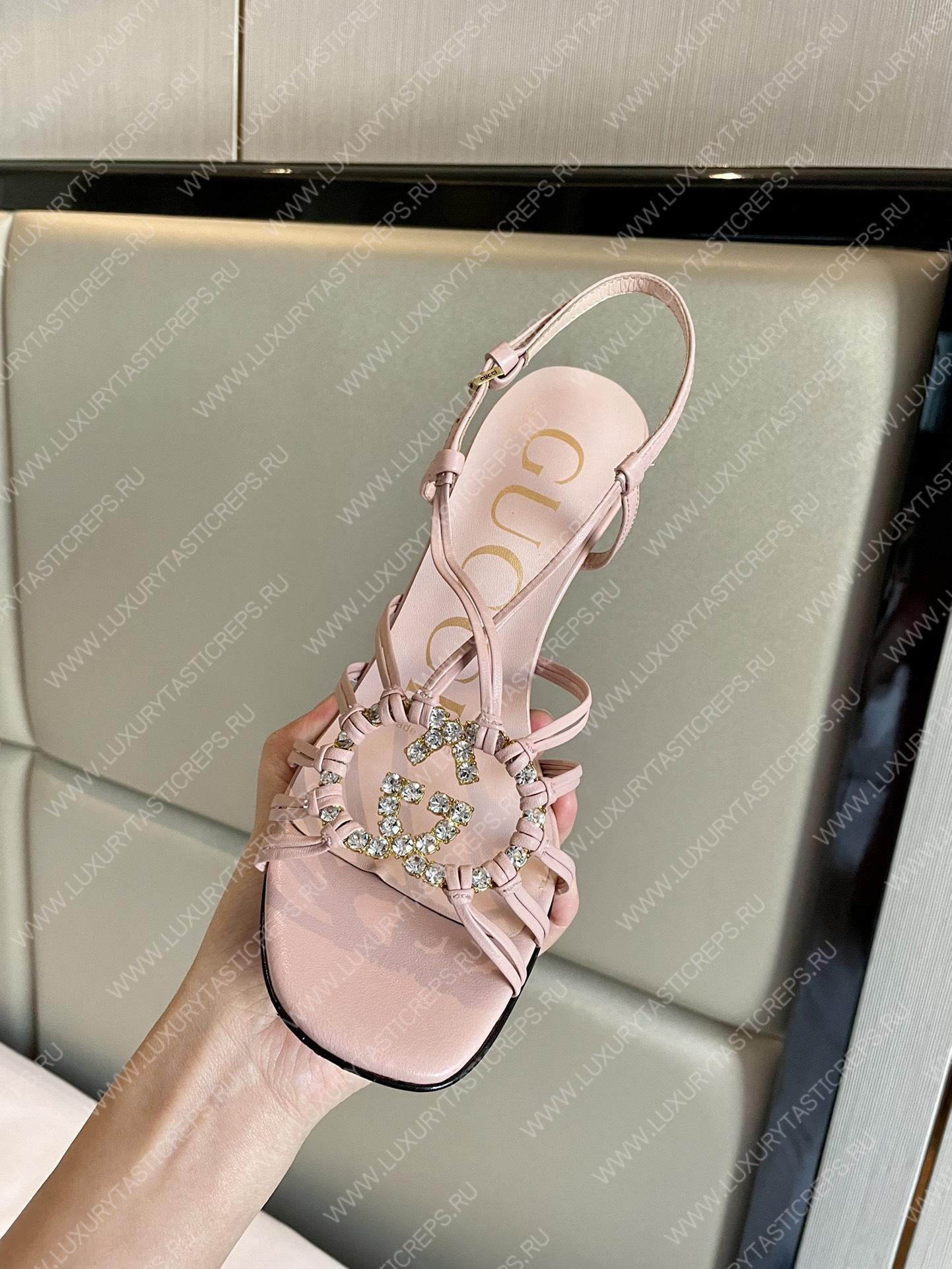 G*u*i womens’s sandal with interlocking g pink 694863