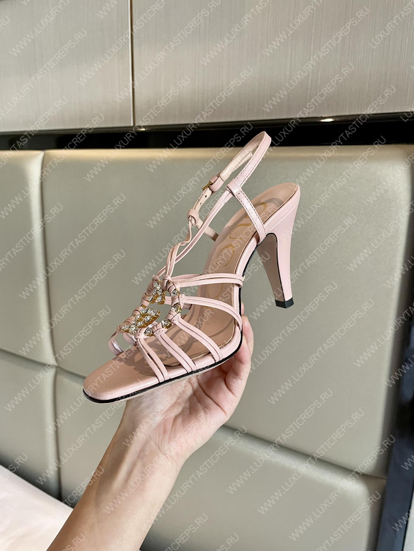 G*u*i womens’s sandal with interlocking g pink 694863