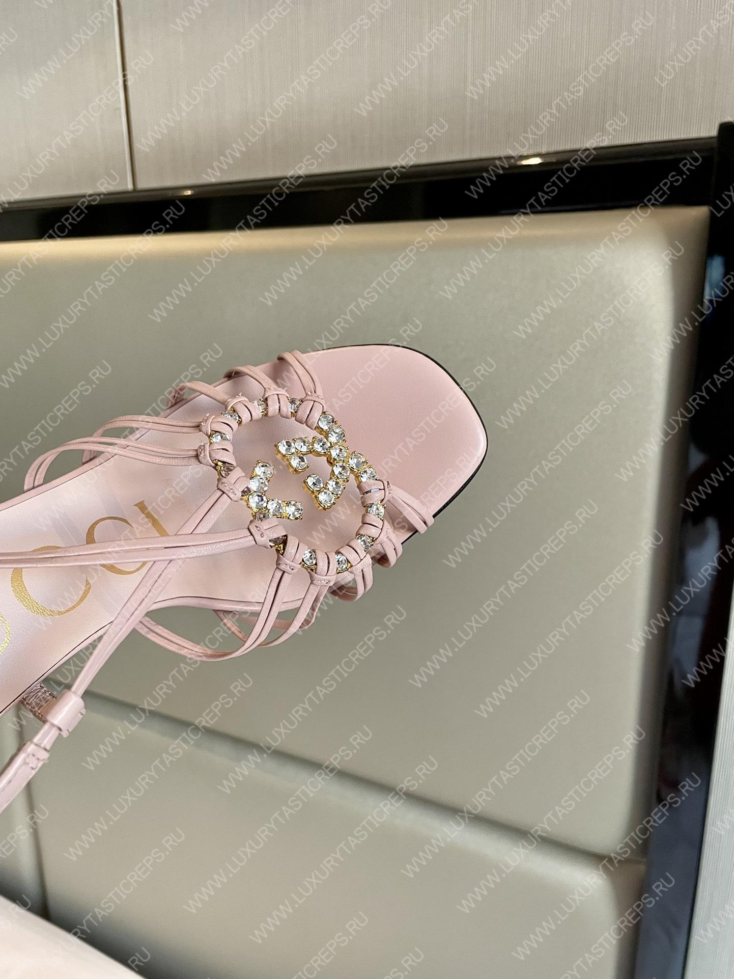 G*u*i womens’s sandal with interlocking g pink 694863