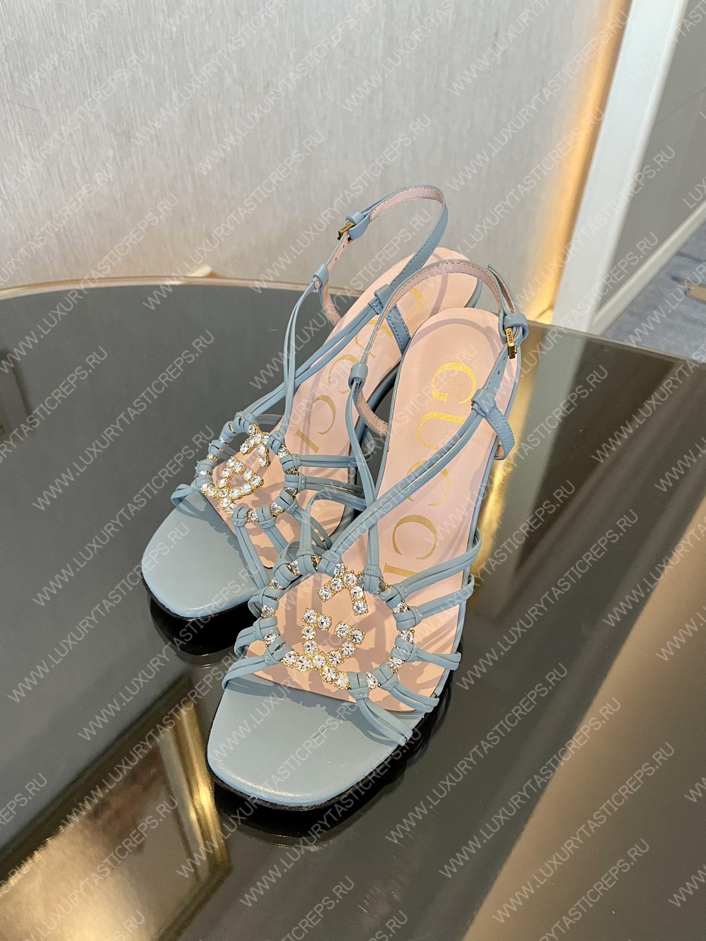 G*u*i womens’s sandal with interlocking g grey 694863