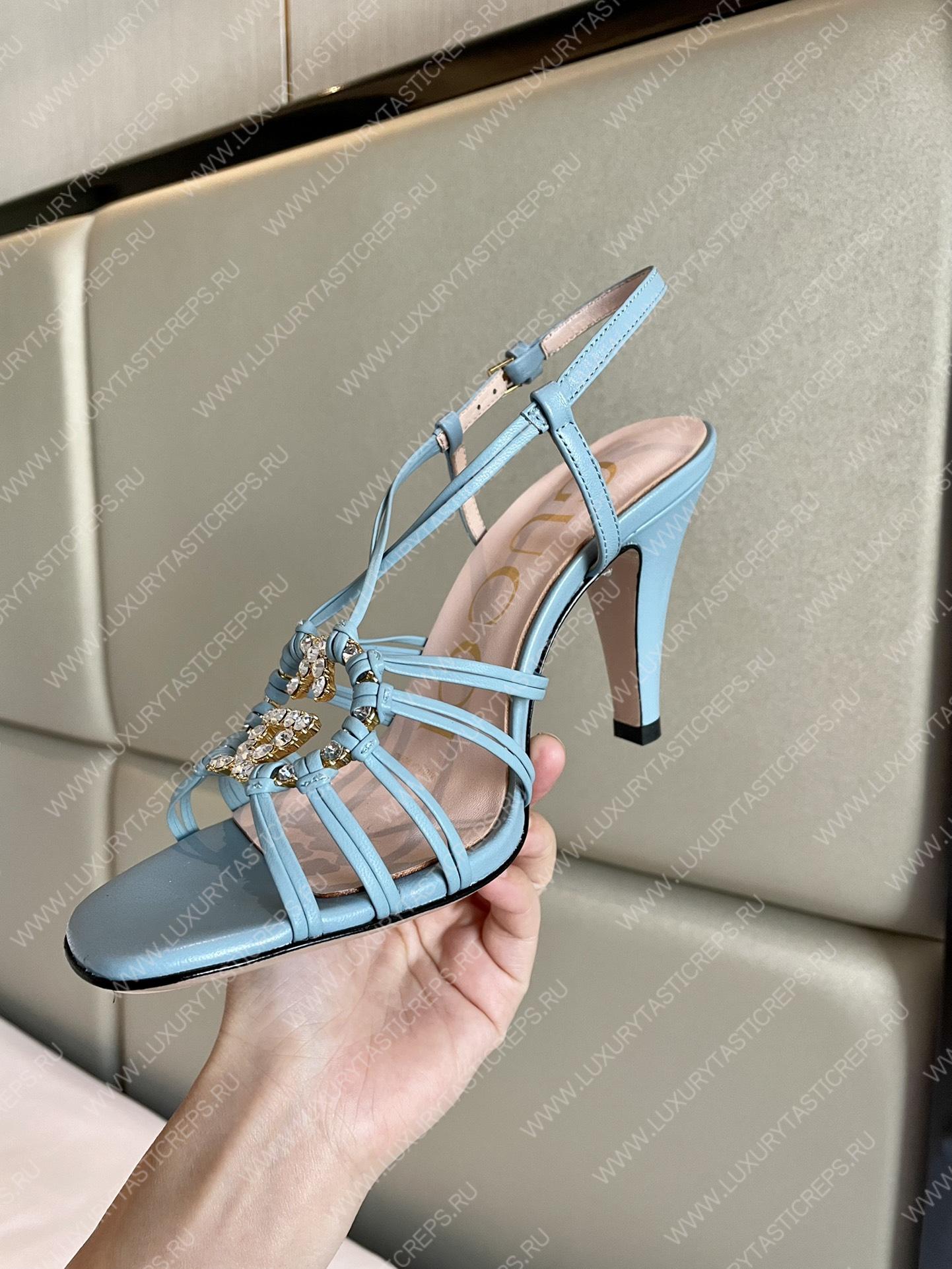 G*u*i womens’s sandal with interlocking g grey 694863