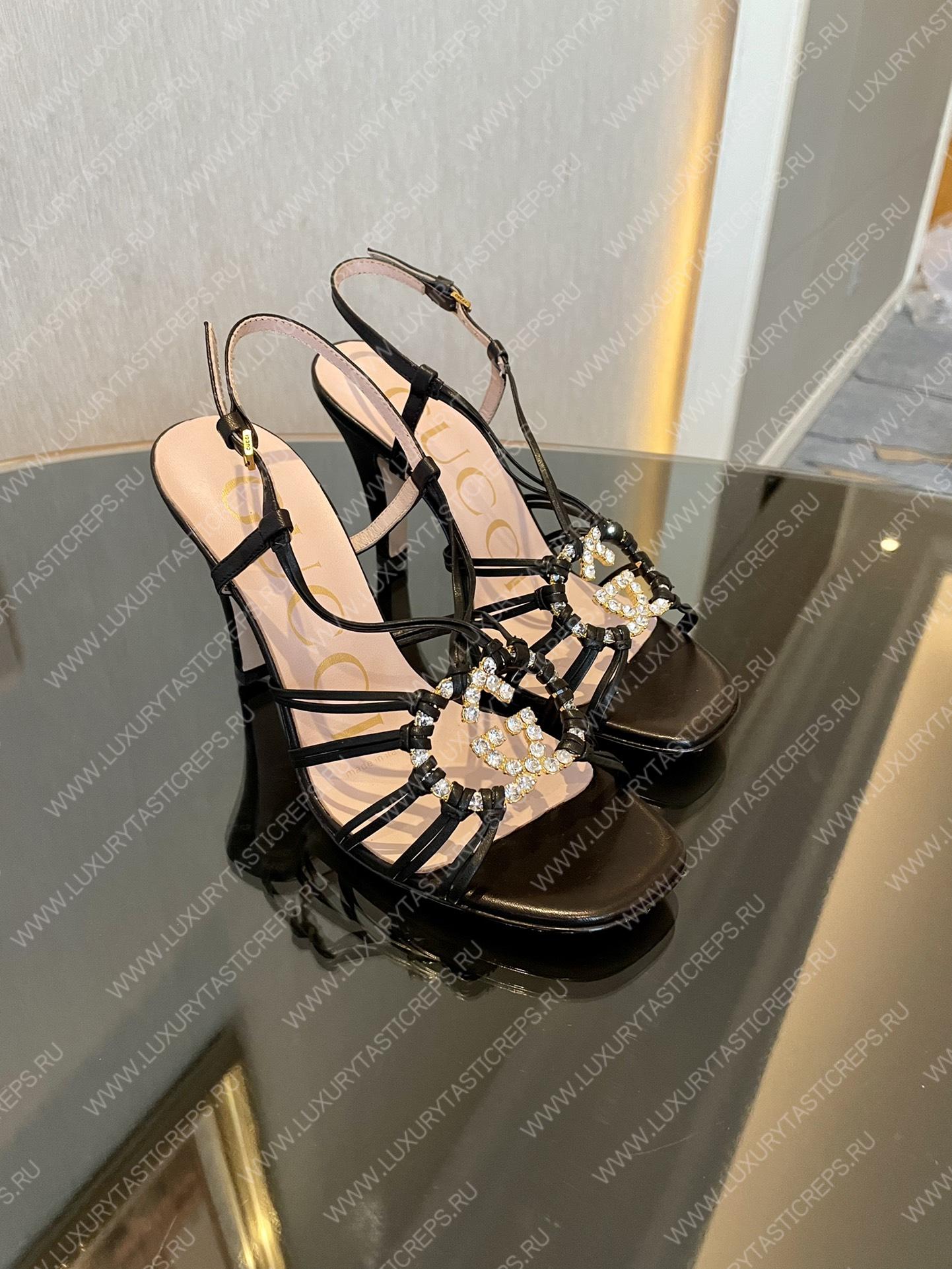 G*u*i womens’s sandal with interlocking g black 694863