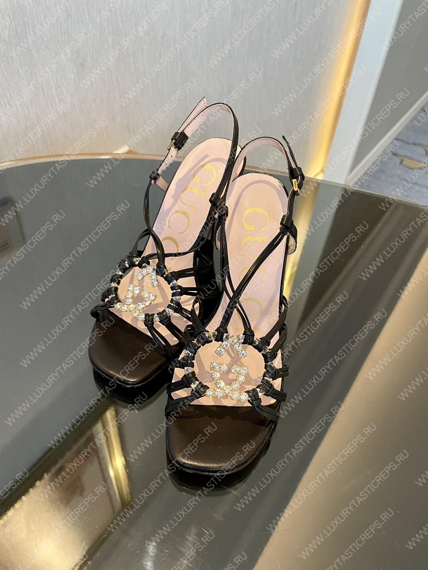 G*u*i womens’s sandal with interlocking g black 694863