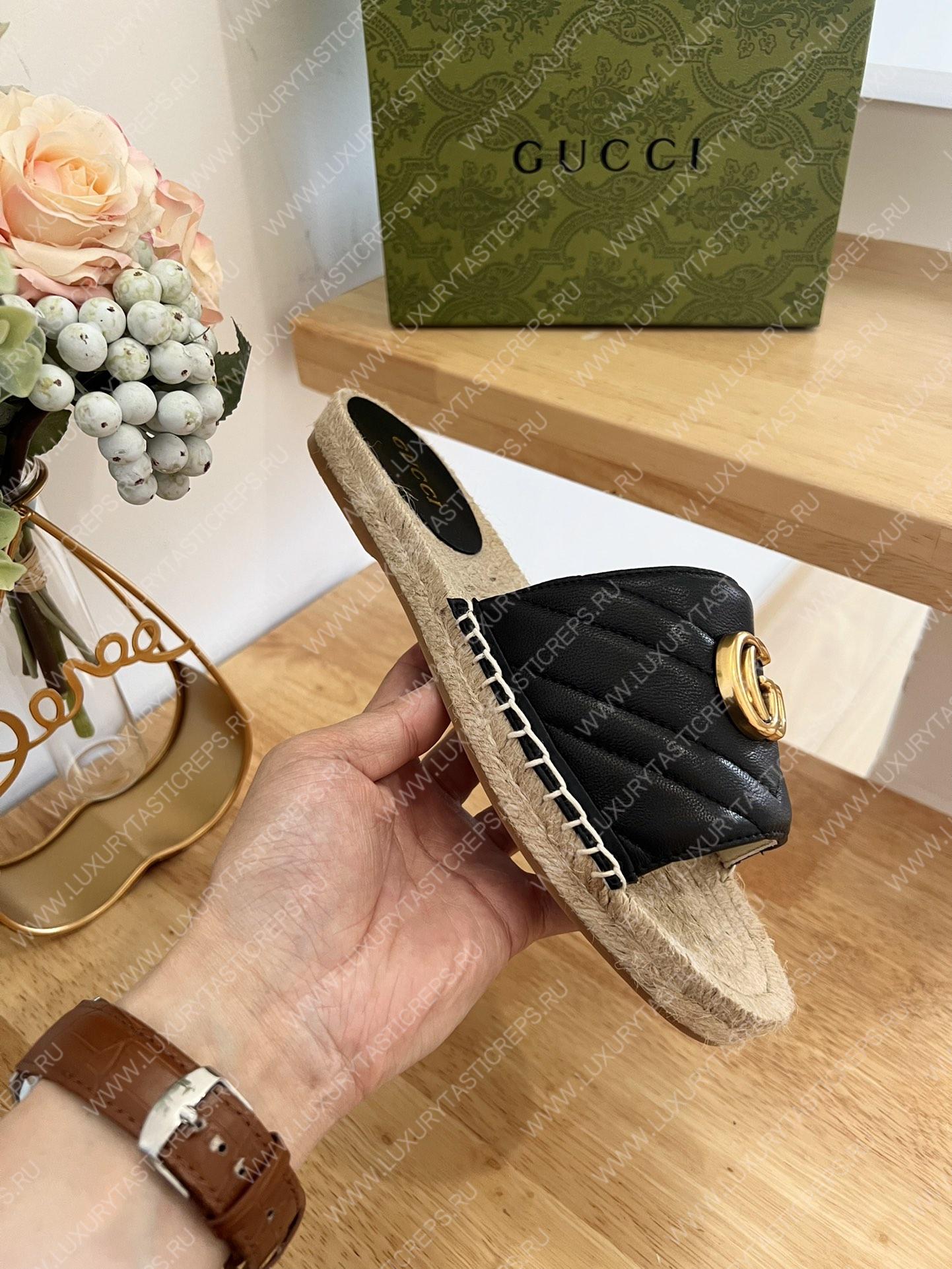 G*u*i pilar gg matelasse slide black 646169