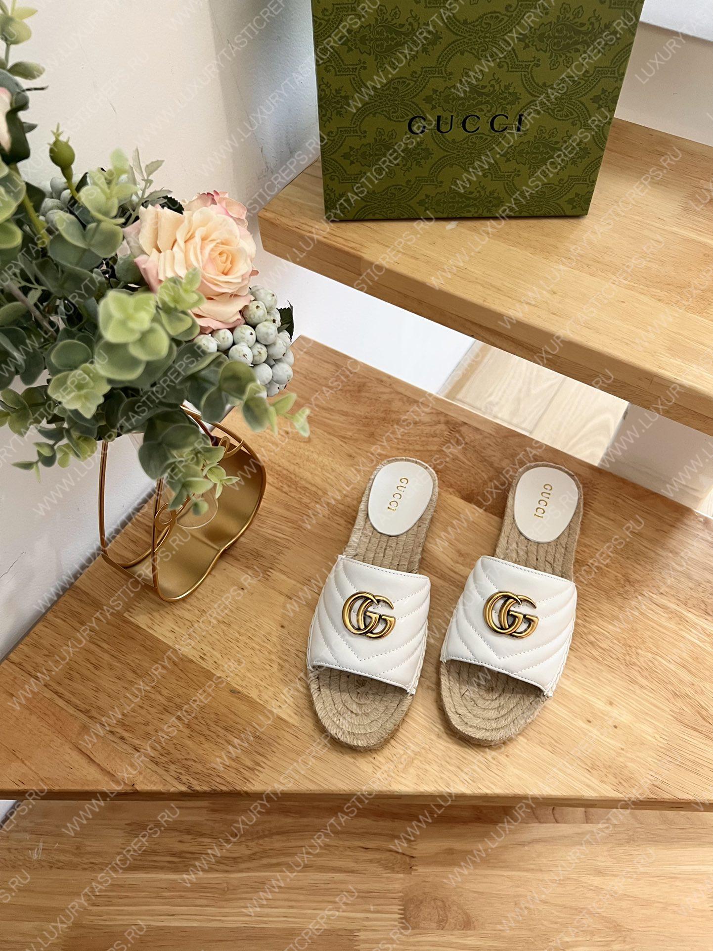 G*u*i pilar gg matelasse slide white 646169