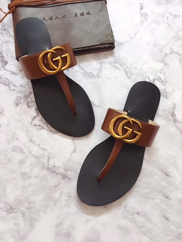 G*u*i marmont leather sandal brown ‎612138