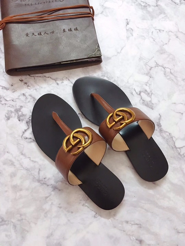 G*u*i marmont leather sandal brown ‎612138