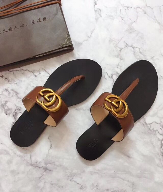 G*u*i marmont leather sandal brown ‎612138