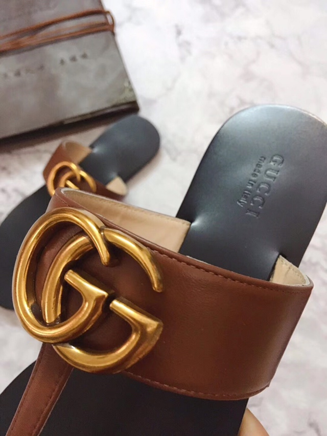 G*u*i marmont leather sandal brown ‎612138