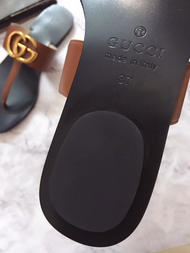 G*u*i marmont leather sandal brown ‎612138