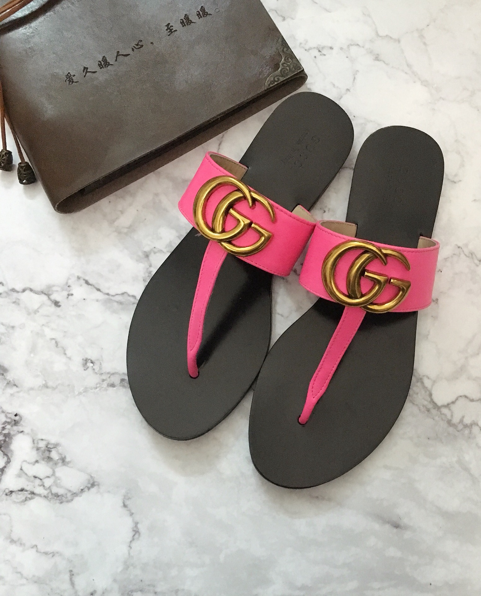 G*u*i marmont leather sandal pink 612138