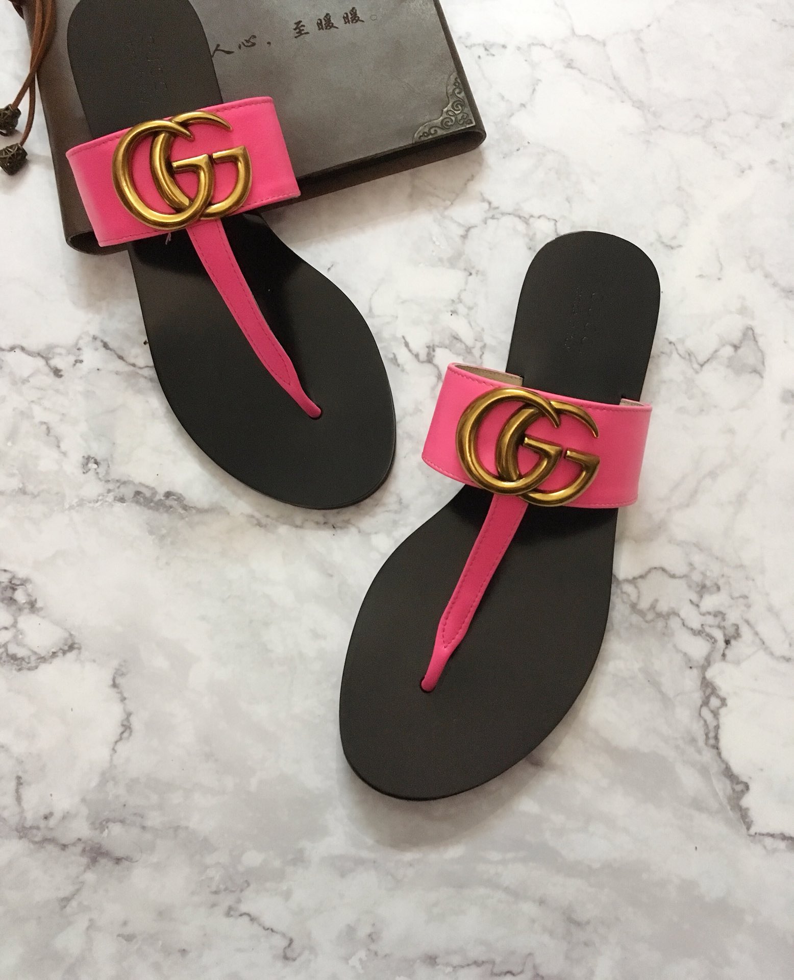 G*u*i marmont leather sandal pink 612138