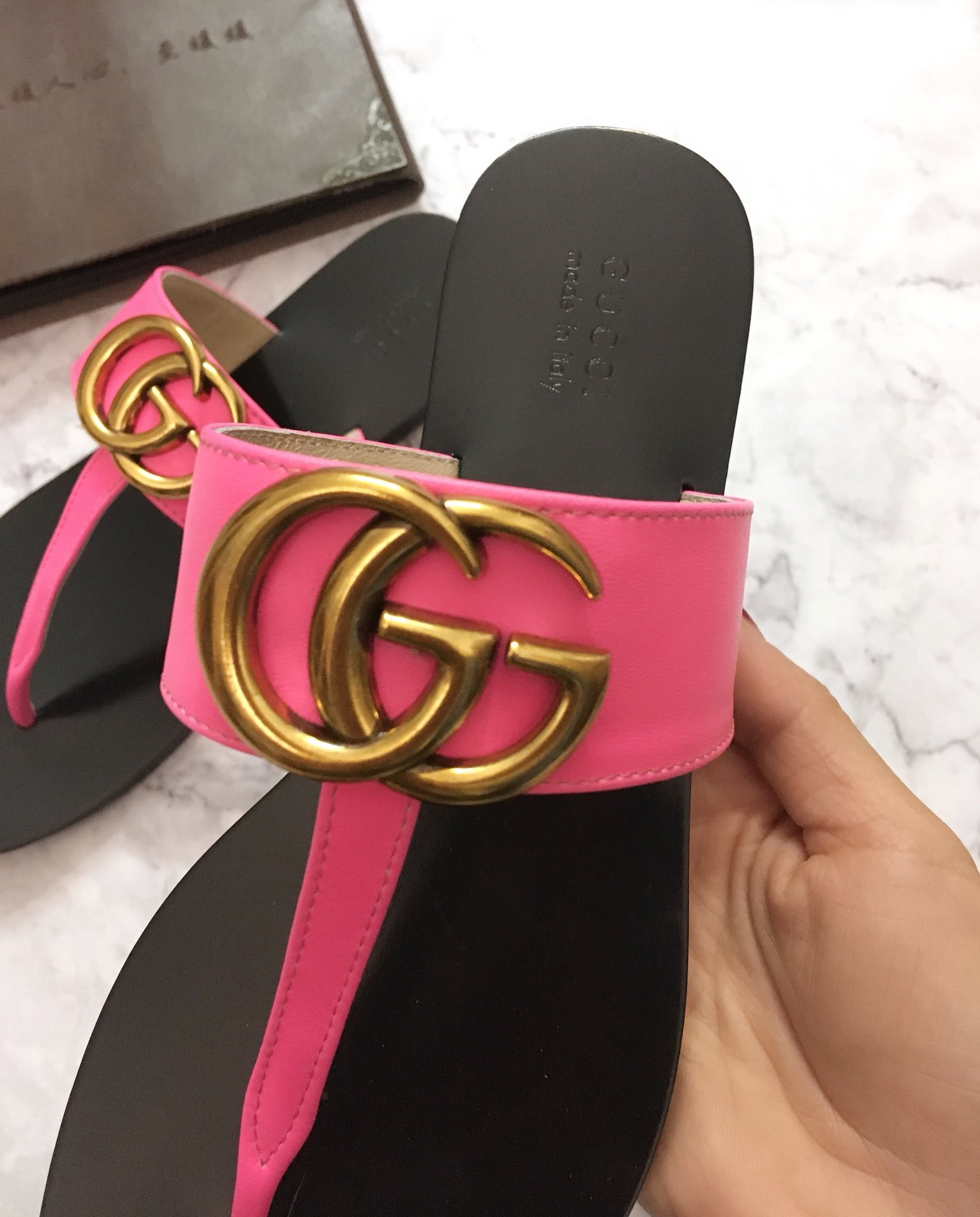G*u*i marmont leather sandal pink 612138