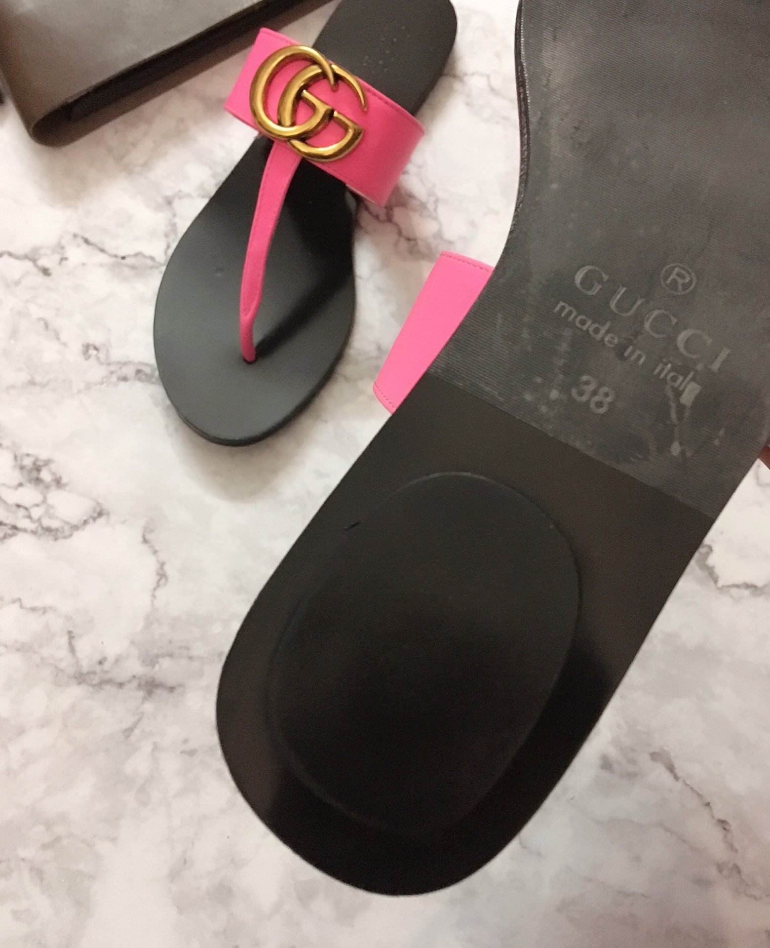 G*u*i marmont leather sandal pink 612138