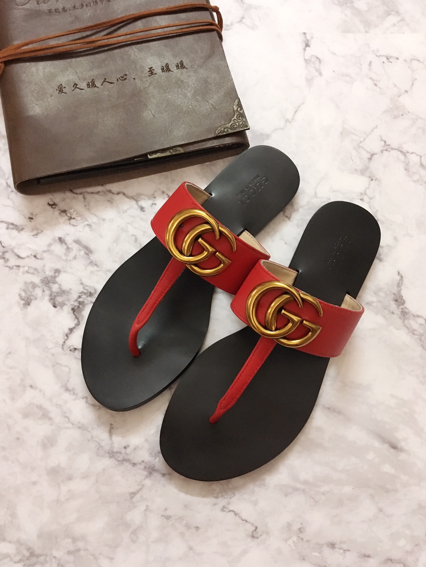 G*u*i marmont leather sandal red 612138