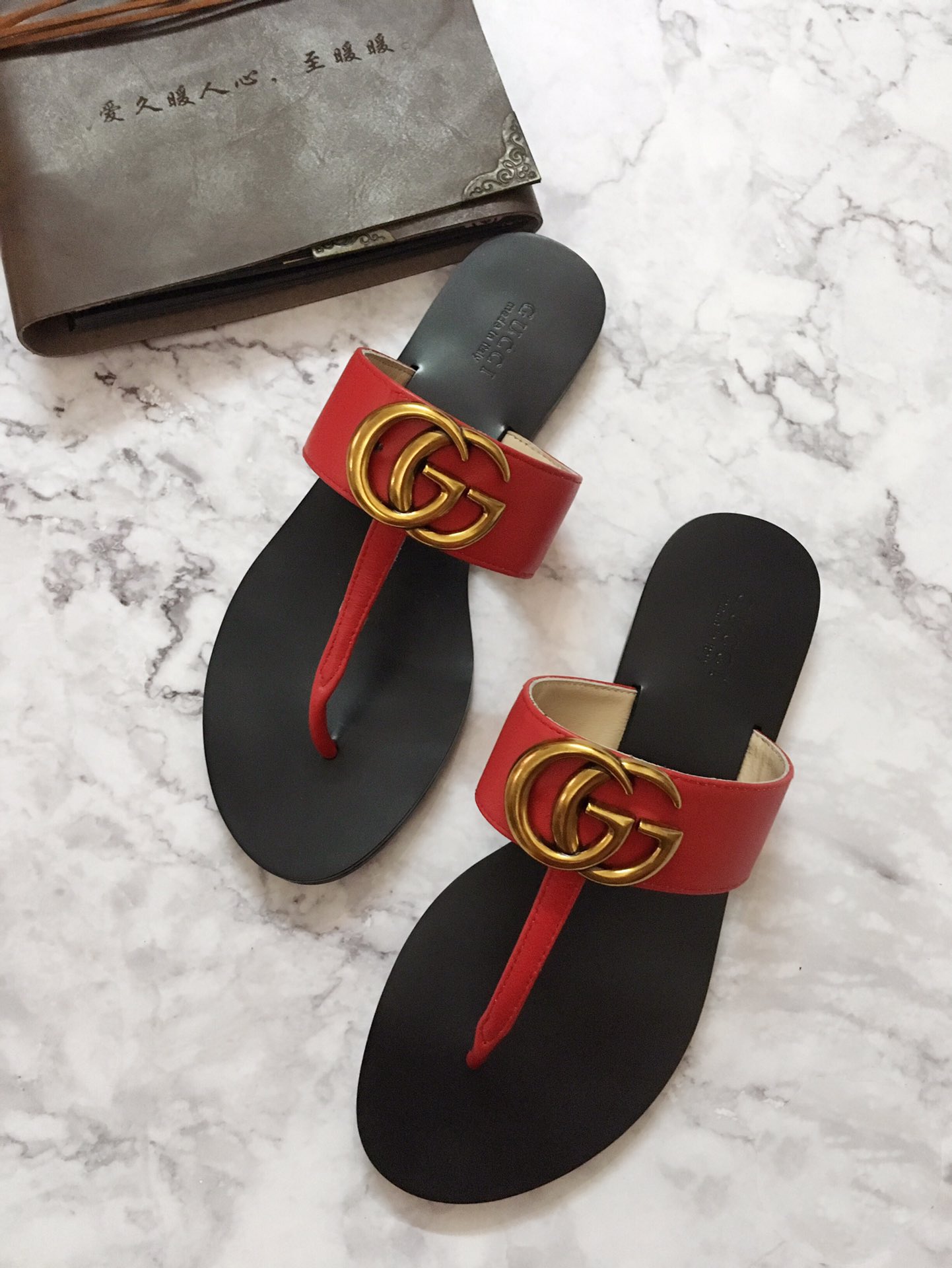 G*u*i marmont leather sandal red 612138