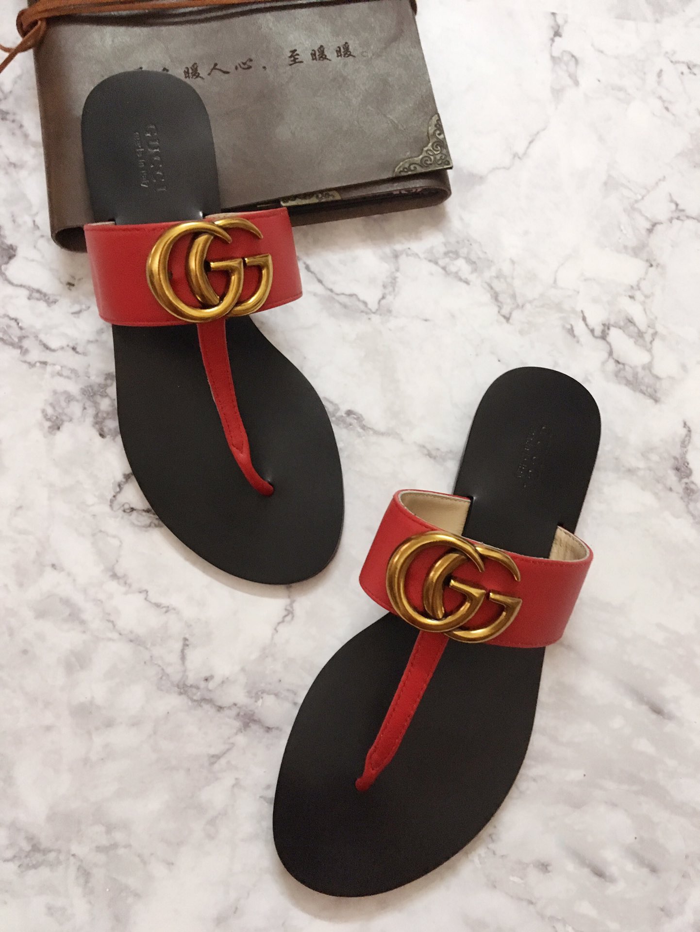 G*u*i marmont leather sandal red 612138