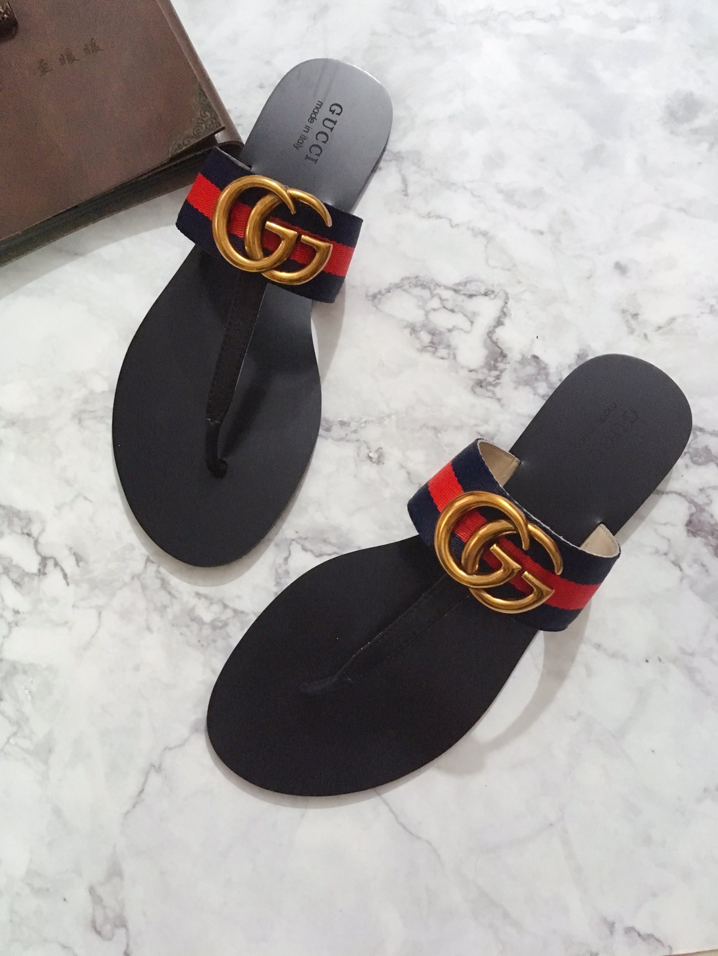 G*u*i marmont leather sandal red and blue ‎612138